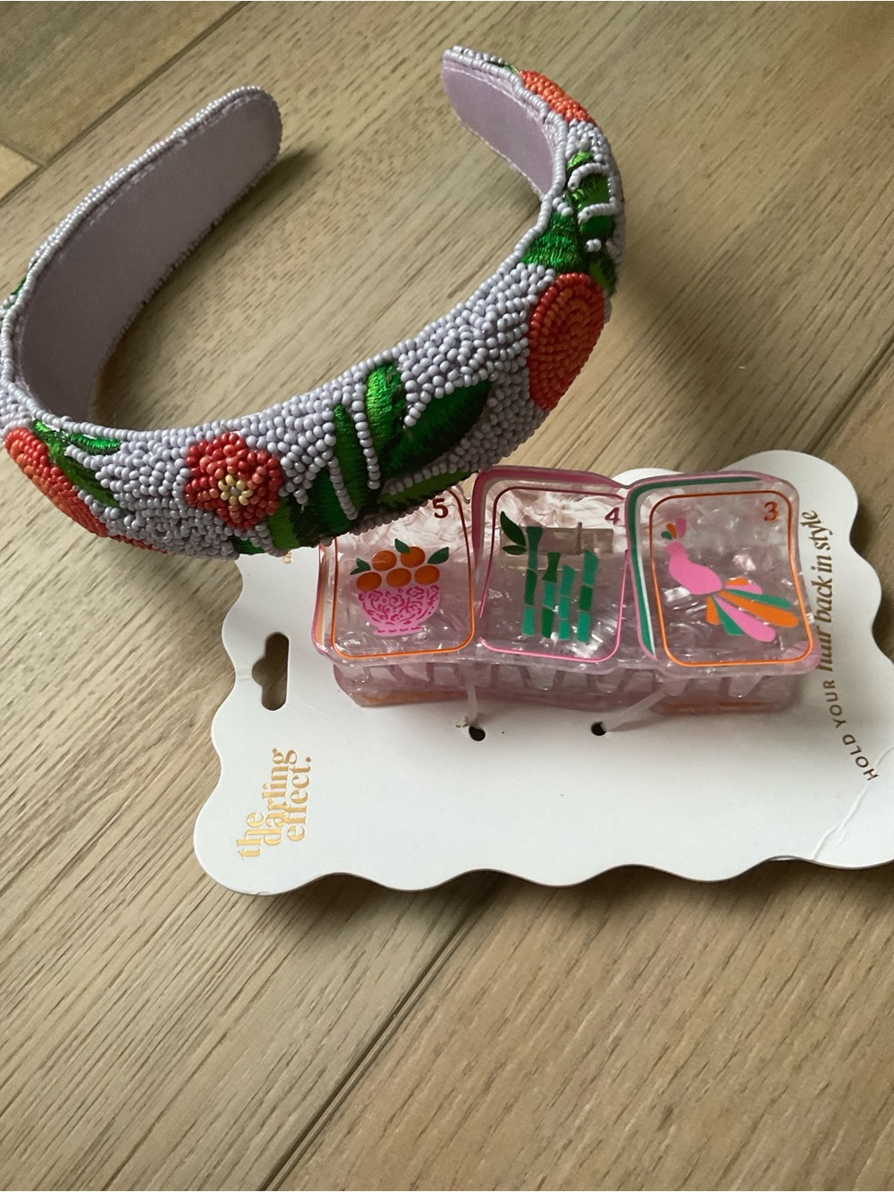 NWT Mahjong Hair Claw and J Crew Beaded Oranges Headband Preppy Southern Whimsy